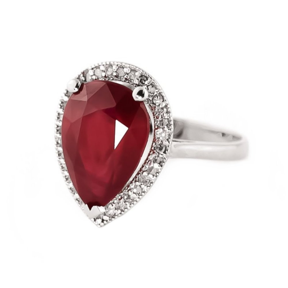 14K. SOLID GOLD RING WITH NATURAL DIAMONDS & RUBY - Picture 1 of 5